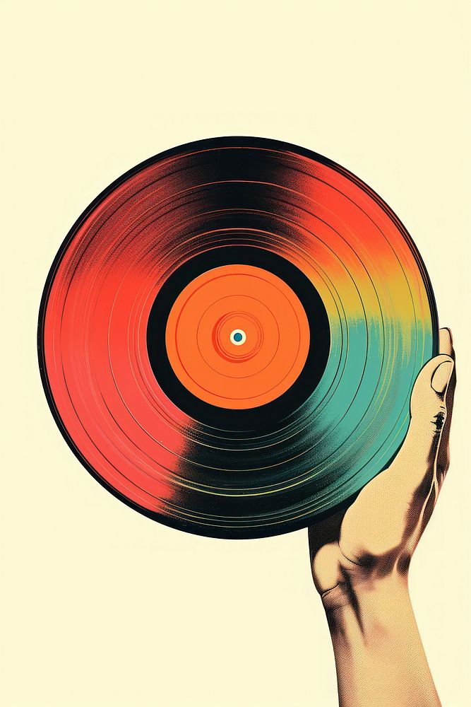 Hand hold vinyl gramophone technology turntable. AI generated Image by rawpixel.