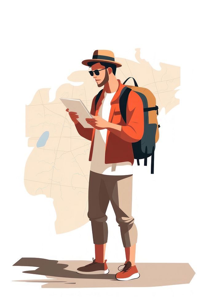 A young hipster backpacker adult white background architecture. AI generated Image by rawpixel.