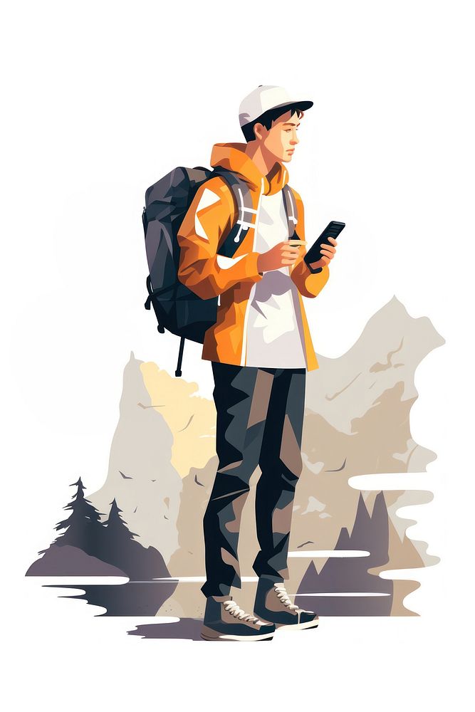 A young hipster backpacker footwear looking adult. AI generated Image by rawpixel.