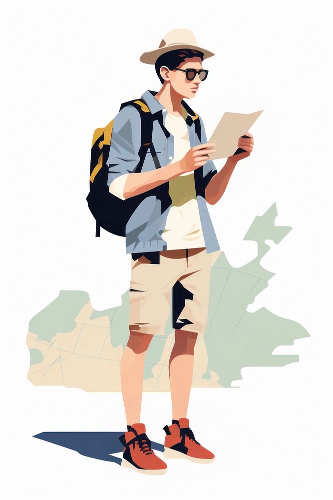 A young hipster backpacker vacation looking adult. AI generated Image by rawpixel.