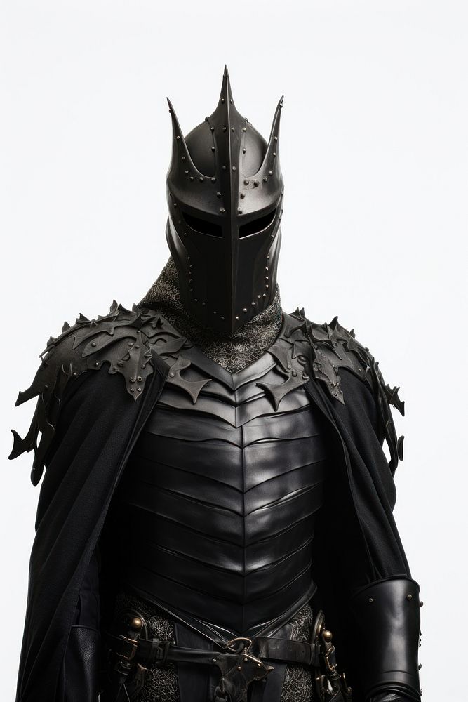 Black knight adult white background protection. AI generated Image by rawpixel.