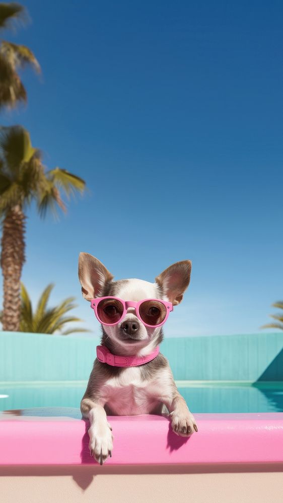 Chihuahua glasses sunglasses outdoors. AI generated Image by rawpixel.