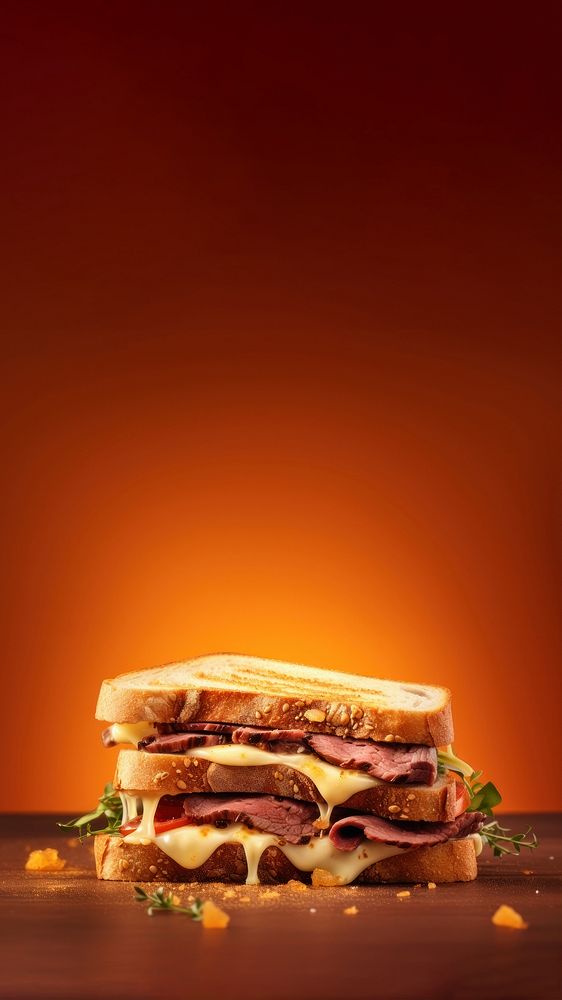 grill roast beef sandwich with melt cheese, isolated on color background. AI generated Image by rawpixel. 