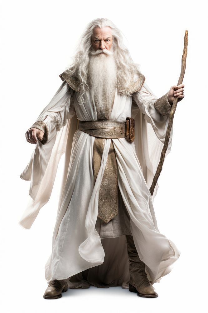 White wizard costume adult white background. 