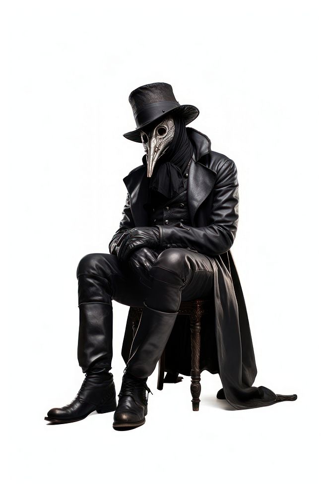 Plague doctor sitting footwear costume adult. AI generated Image by rawpixel.