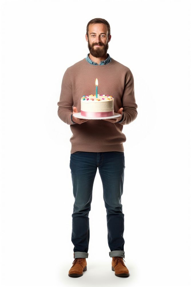 Adult holding birthday cake standing dessert sleeve. AI generated Image by rawpixel.
