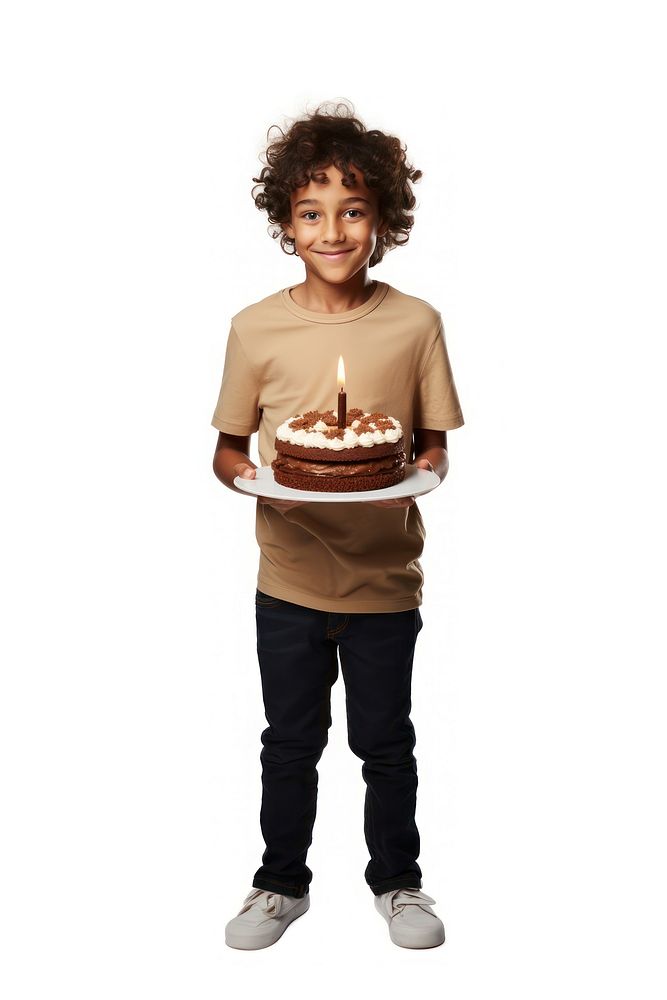 Kid holding birthday cake dessert candle child. AI generated Image by rawpixel.