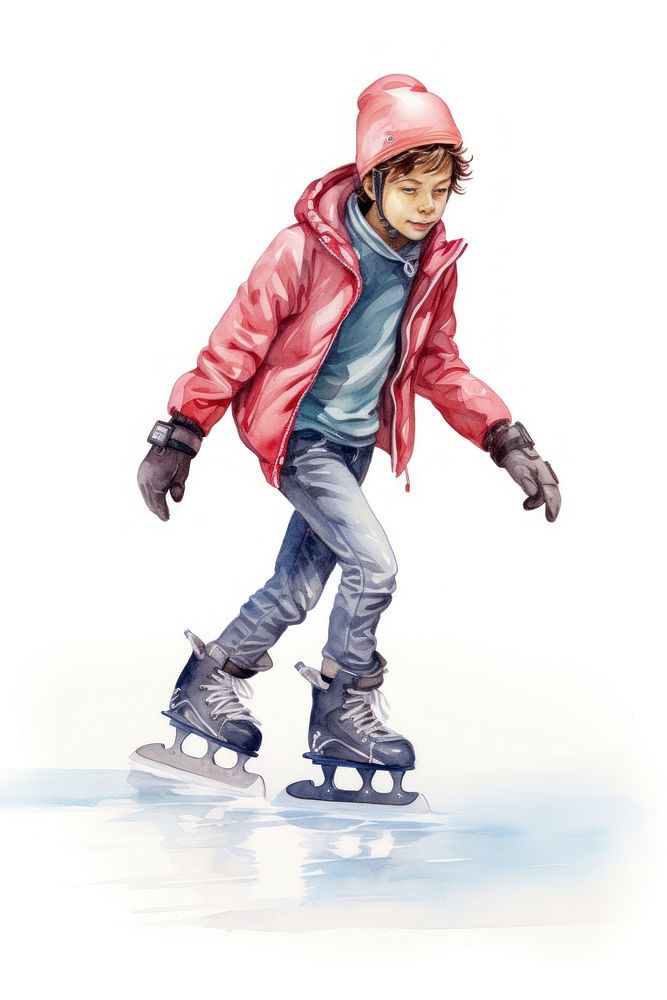 Man playing ice skate footwear skating drawing. AI generated Image by rawpixel.