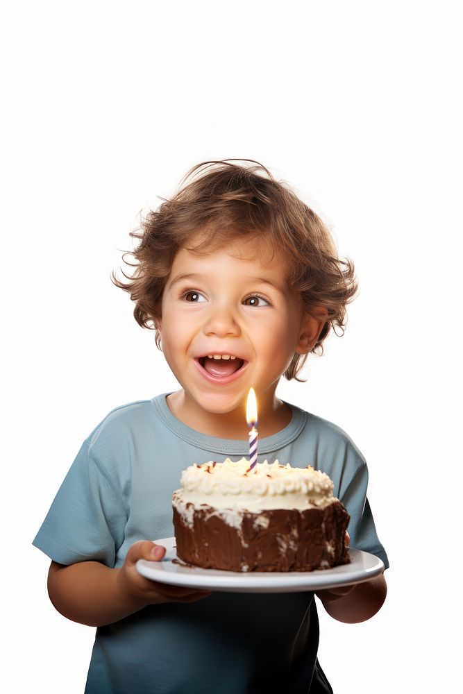 Kid blowing birthday cake dessert candle party. AI generated Image by rawpixel.