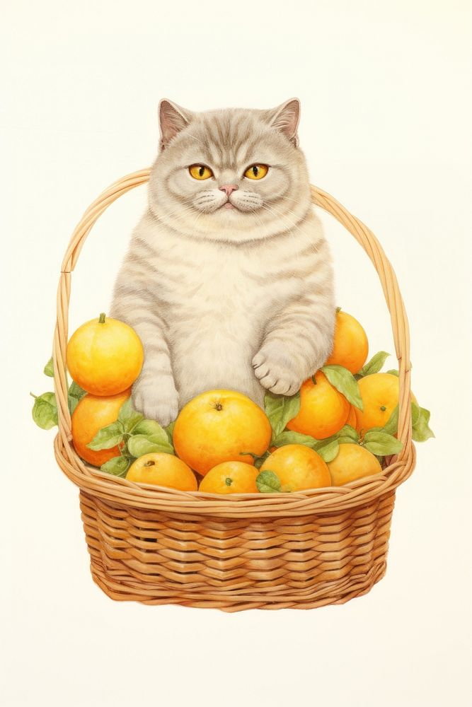 Basket mammal animal orange. AI generated Image by rawpixel.