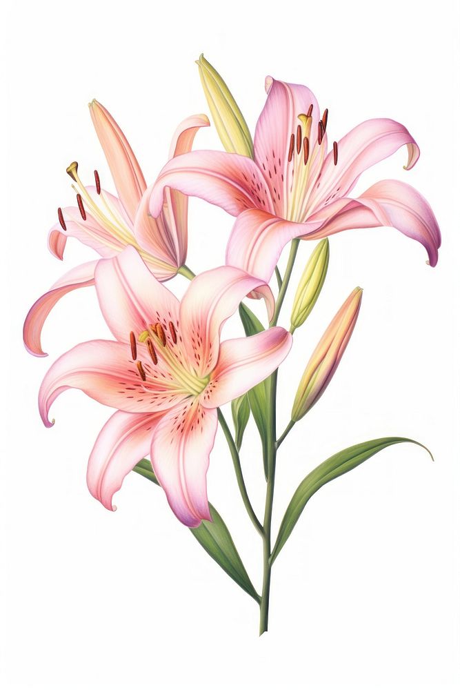 Flower lily blossom drawing. AI generated Image by rawpixel.
