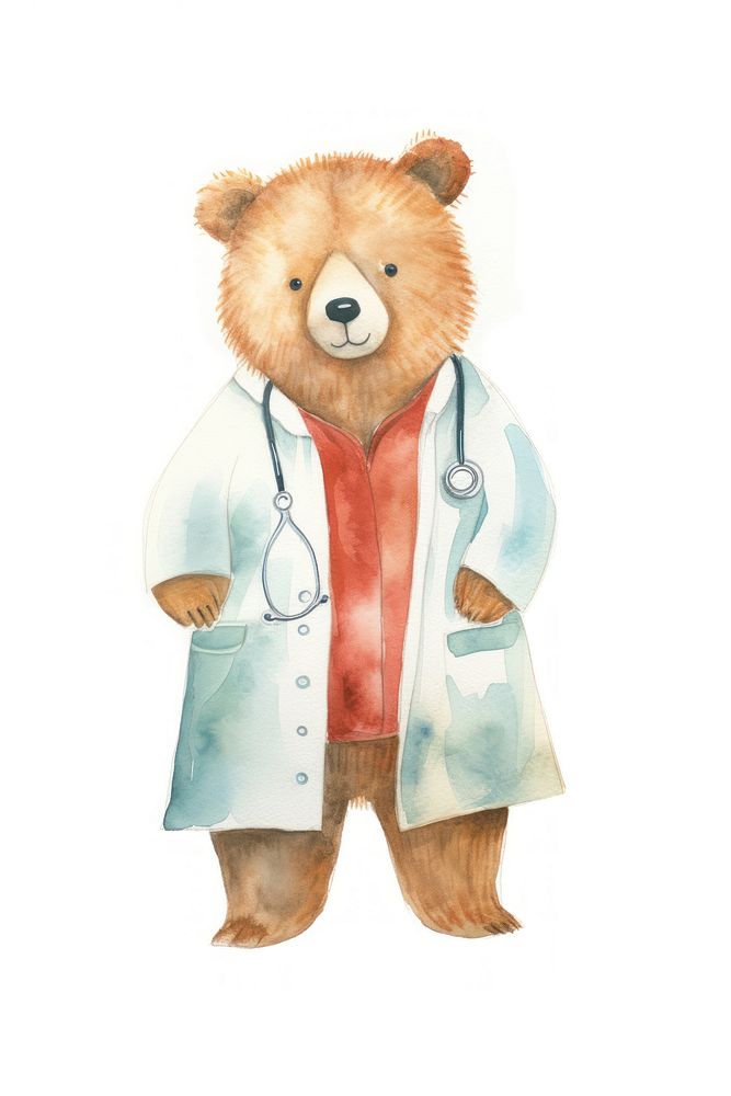Bear doctor mammal animal white background. AI generated Image by rawpixel.