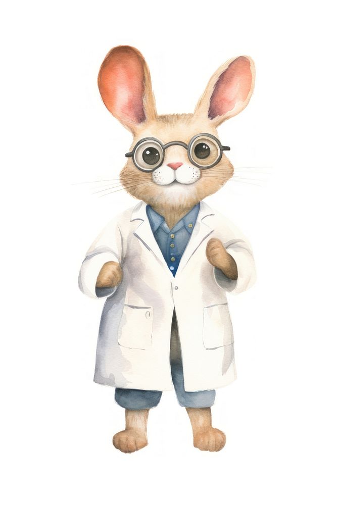 Rabbit doctor animal mammal white background. AI generated Image by rawpixel.