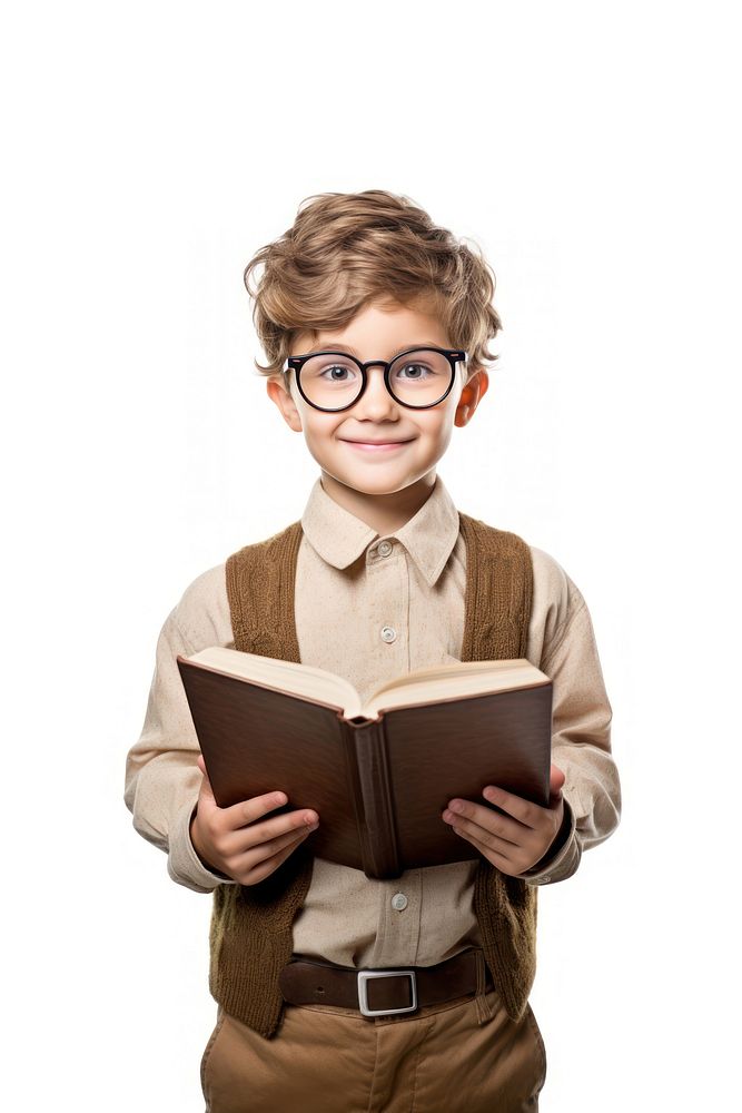 Child glasses portrait reading. AI generated Image by rawpixel.