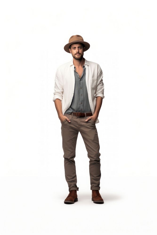 Fashionable man adult hat white background. AI generated Image by rawpixel.