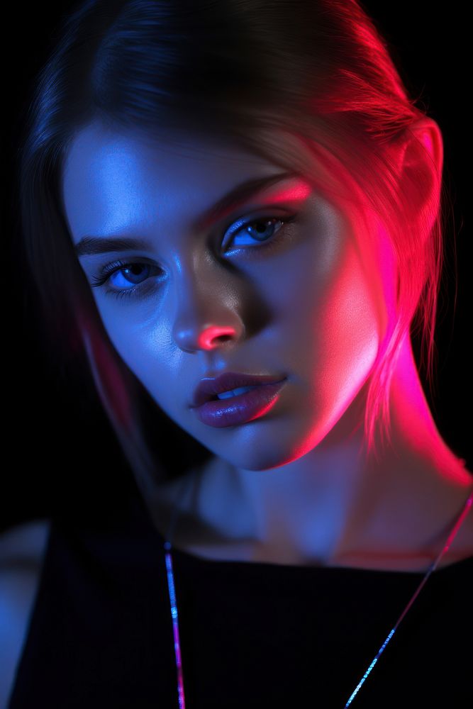 Portrait glowing female light. AI generated Image by rawpixel.