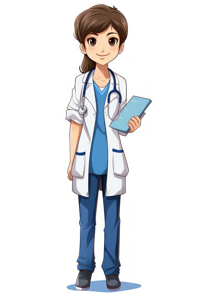 Hospital staff cartoon white background stethoscope. AI generated Image by rawpixel.