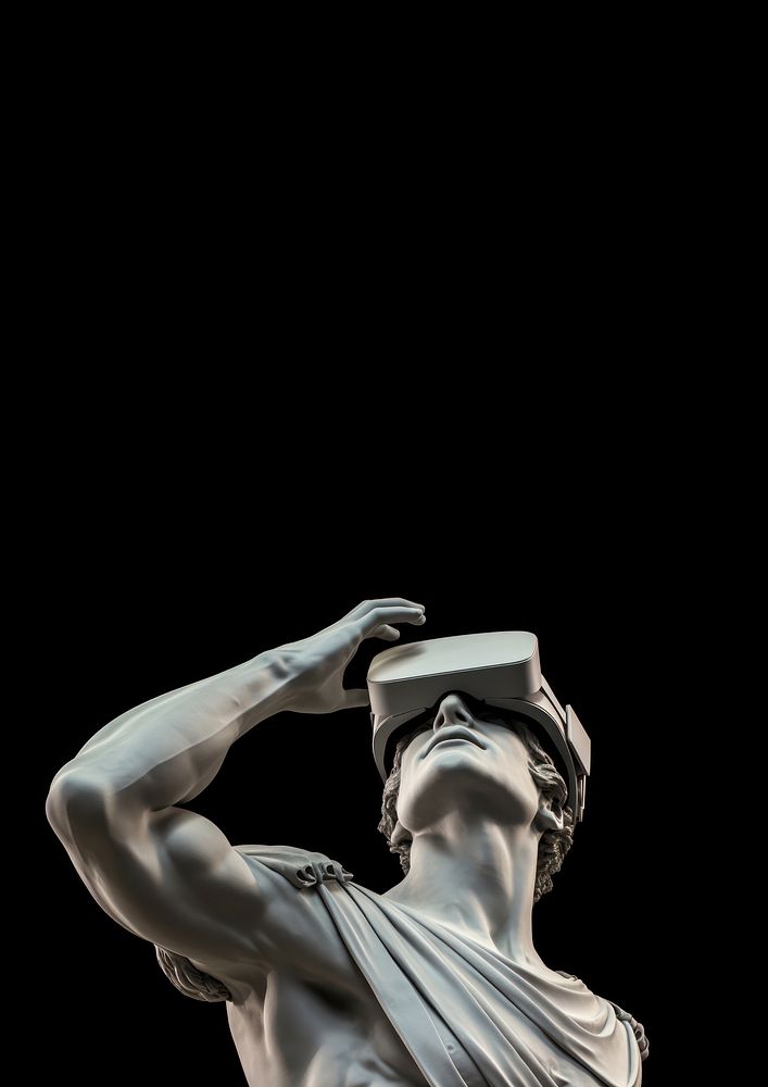 Greek God statue wearing VR glasses. AI generated Image by rawpixel.