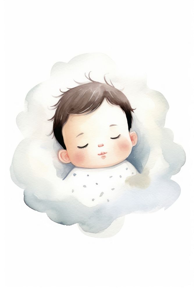 Newborn baby portrait drawing cartoon. AI generated Image by rawpixel.