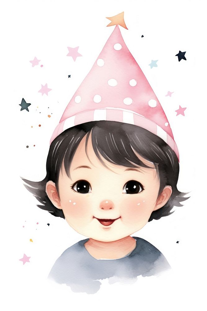 Little birthday girl baby smiling cartoon. AI generated Image by rawpixel.