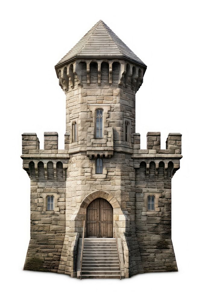 Medieval castle guard tower architecture building house. 