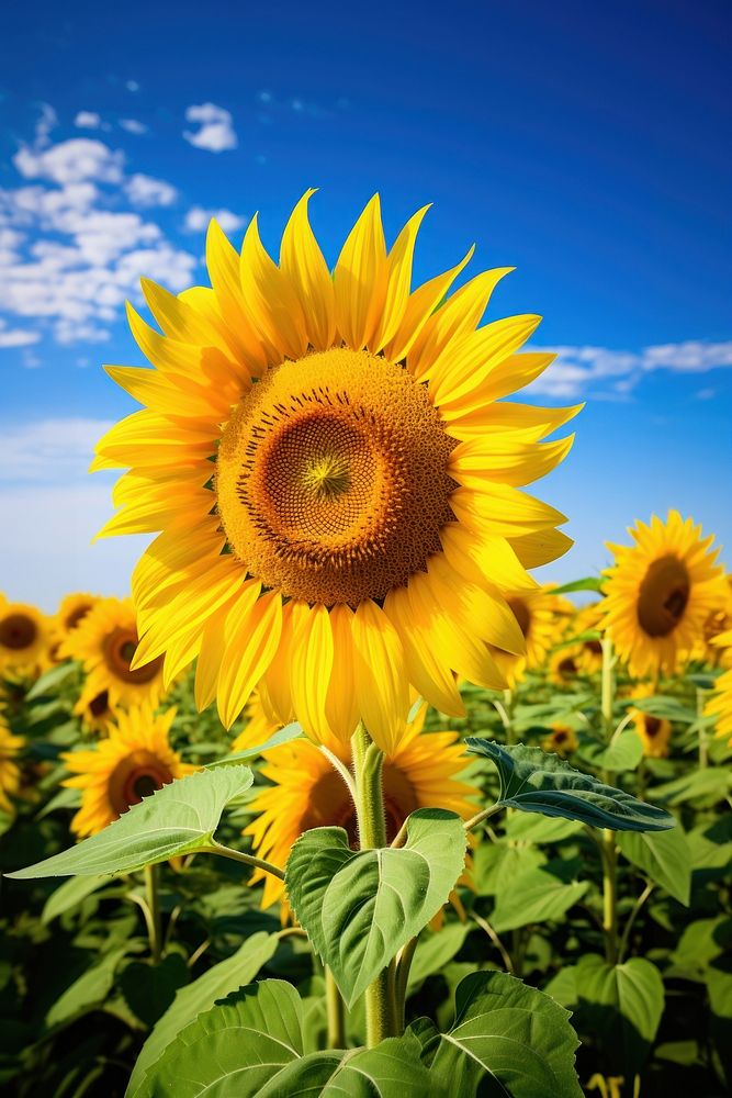 Sunflower field agriculture outdoors blossom. AI generated Image by rawpixel.