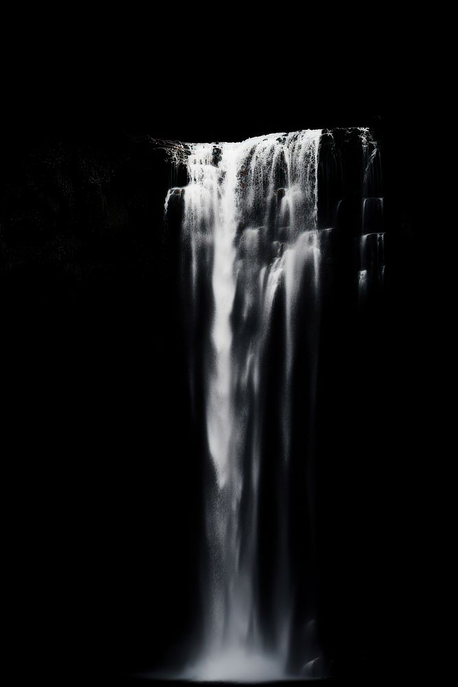 Waterfall outdoors nature black. AI generated Image by rawpixel.