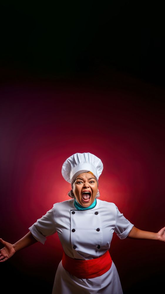 Photography of An Indian women plus size as a Head chef speacking. 