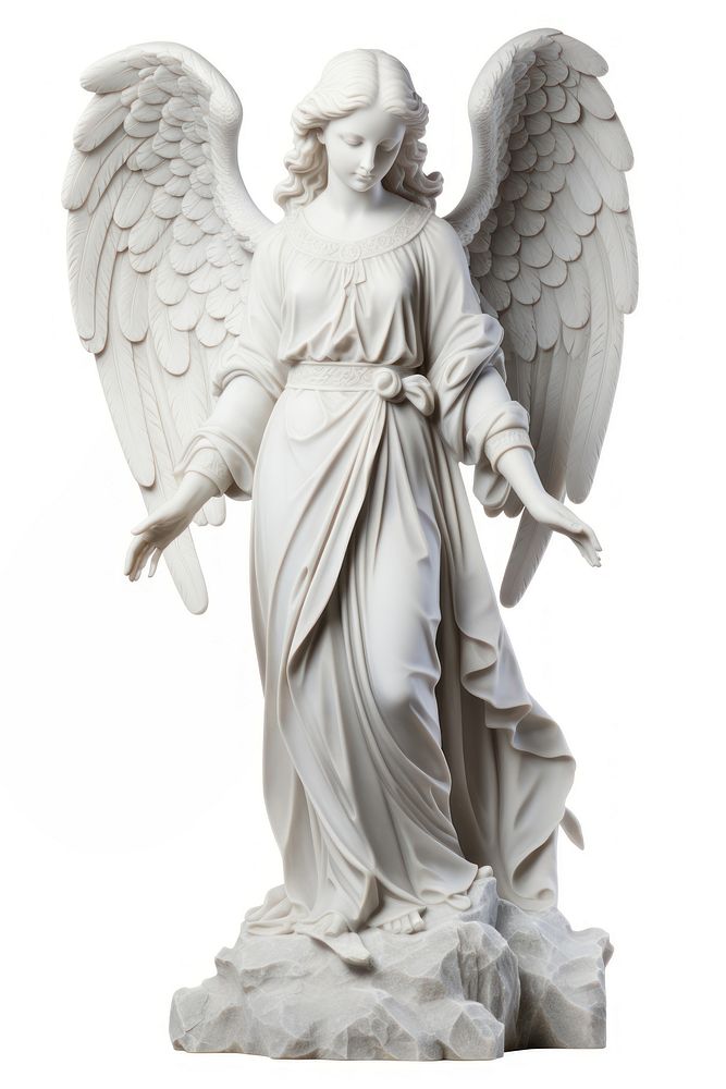 Angel Statue standing angel statue white. AI generated Image by rawpixel.