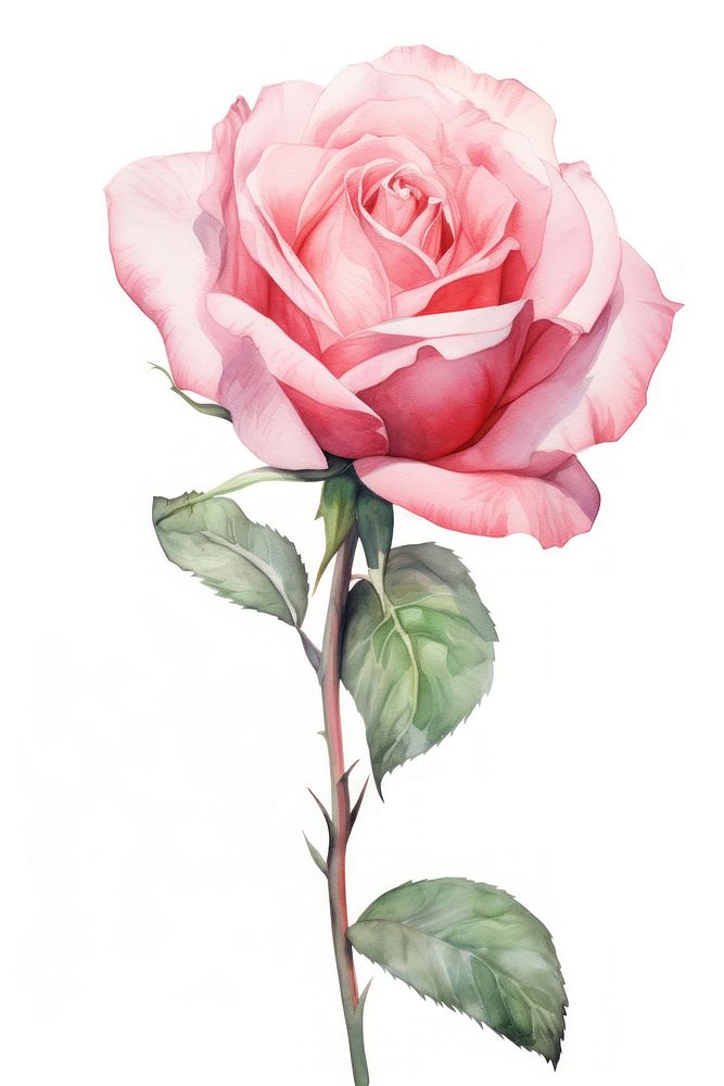 Pink rose flower plant white background. AI generated Image by rawpixel.