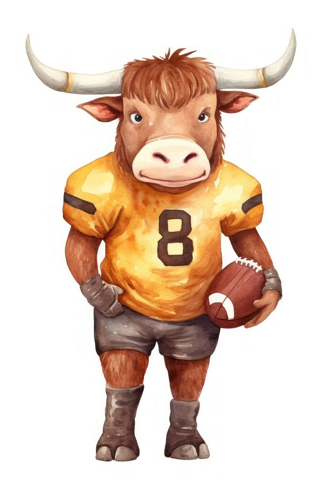 Football livestock cartoon cattle. AI generated Image by rawpixel.
