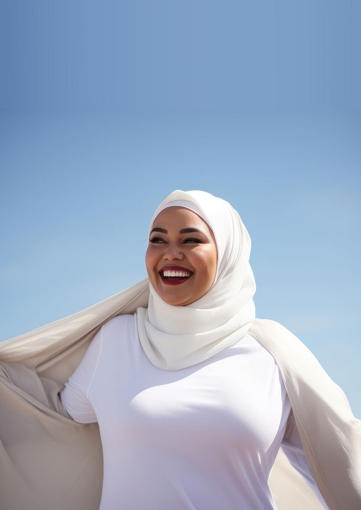 photo of a Musilm plus size woman wearing clean white hijab. AI generated Image by rawpixel.