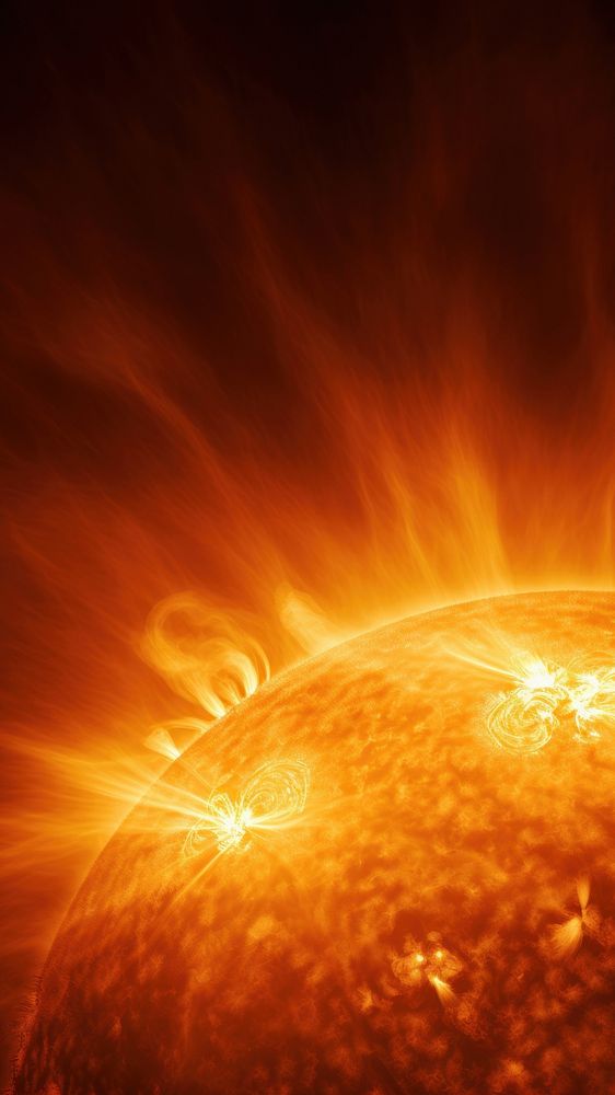 photo of big sun surface with solar. AI generated Image by rawpixel.