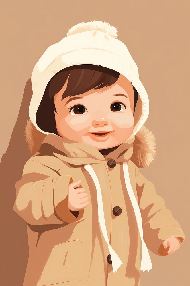 Young baby portrait coat hat. AI generated Image by rawpixel.