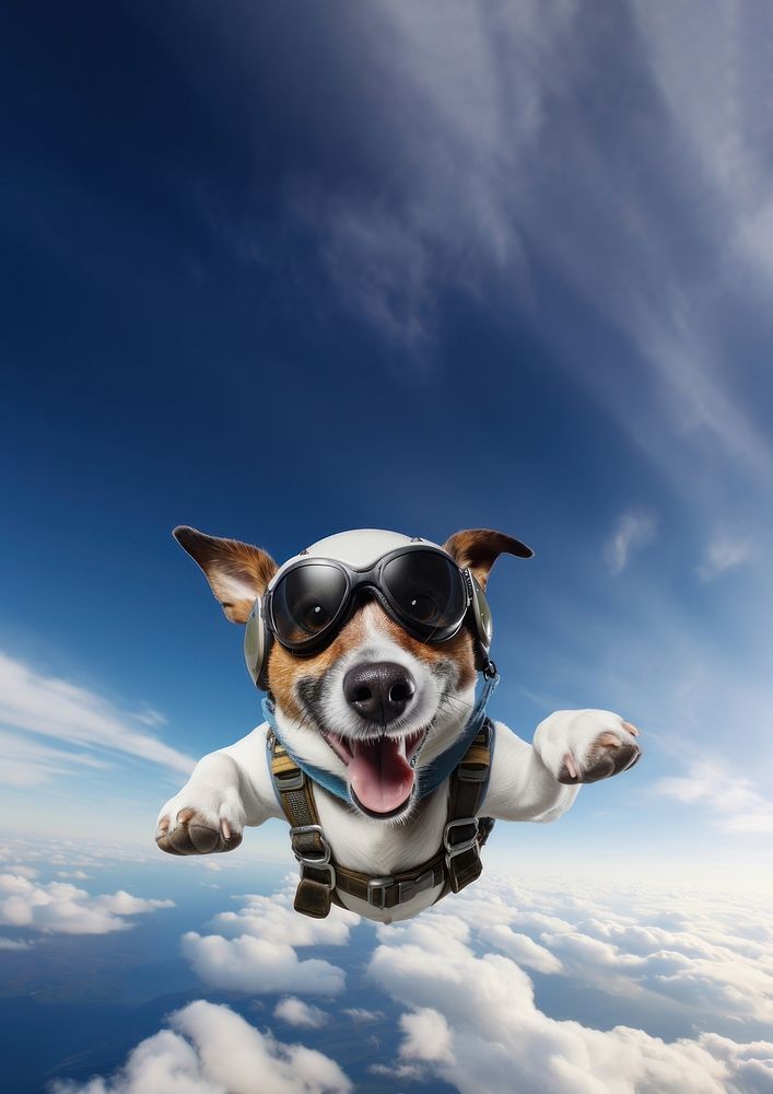 Dog skydiving animal. AI generated Image by rawpixel.