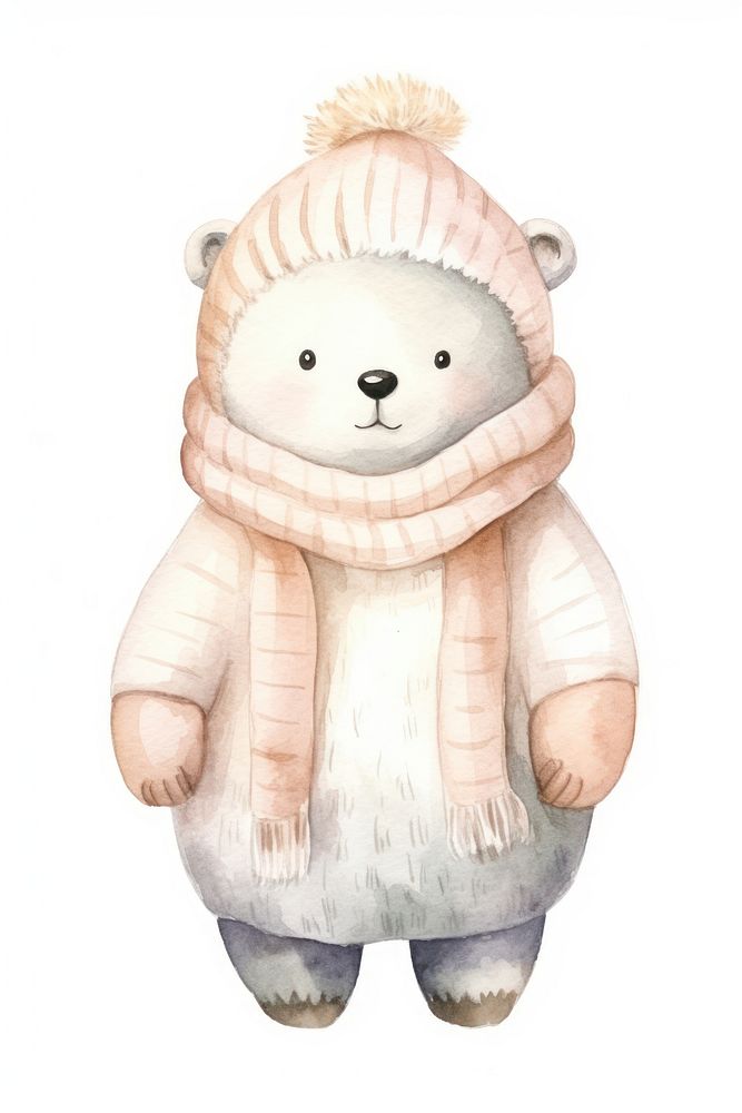 Polar Bear plush white cute. AI generated Image by rawpixel.