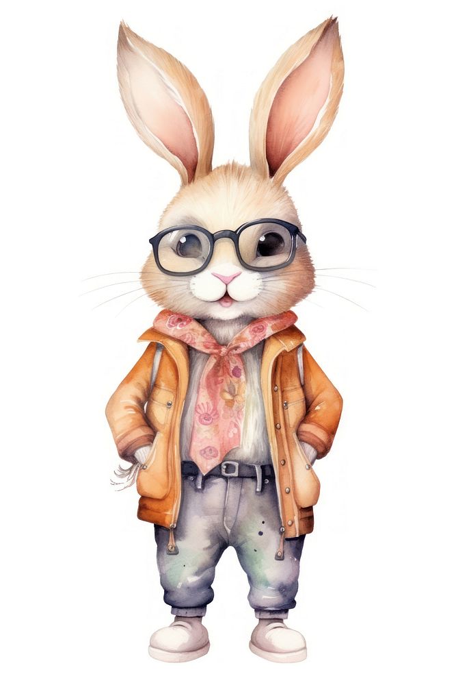 Rabbit fashion glasses animal. AI generated Image by rawpixel.