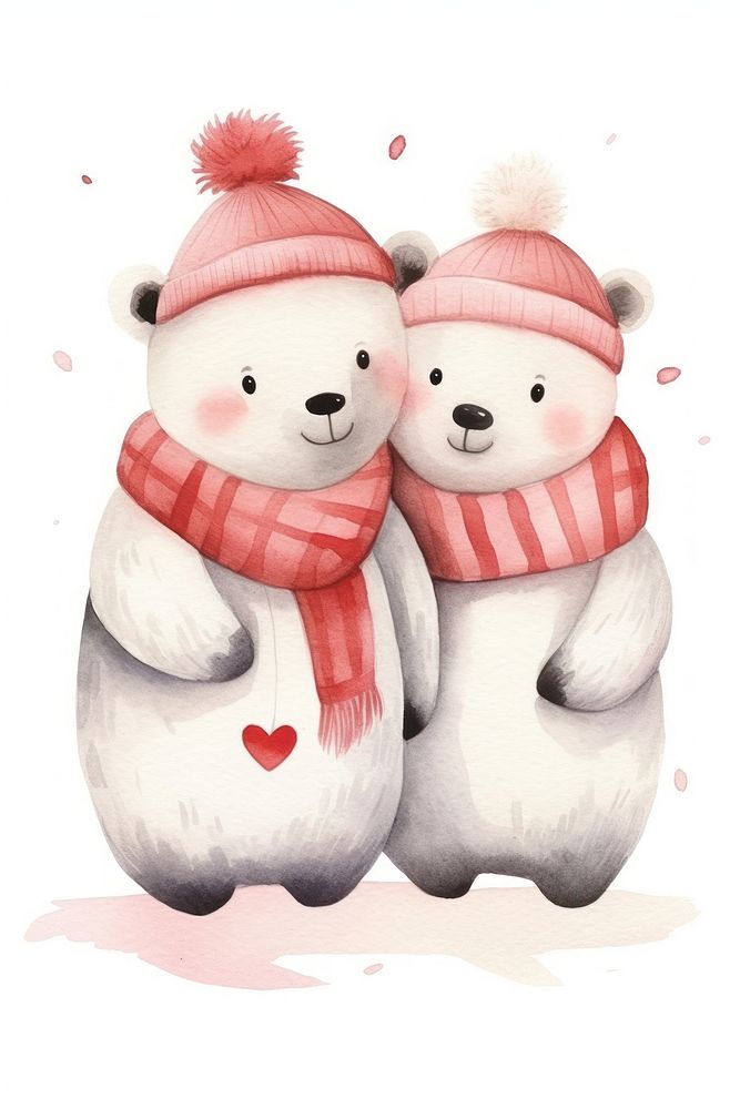 Polar Bear snowman winter love. AI generated Image by rawpixel.