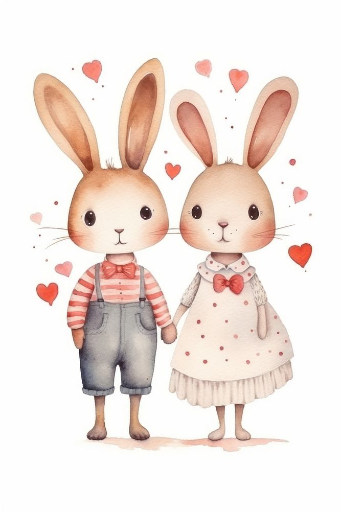 Rabbit love cute representation. AI generated Image by rawpixel.