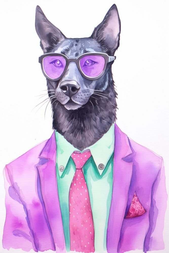 Animal wearing suit glasses drawing mammal. 