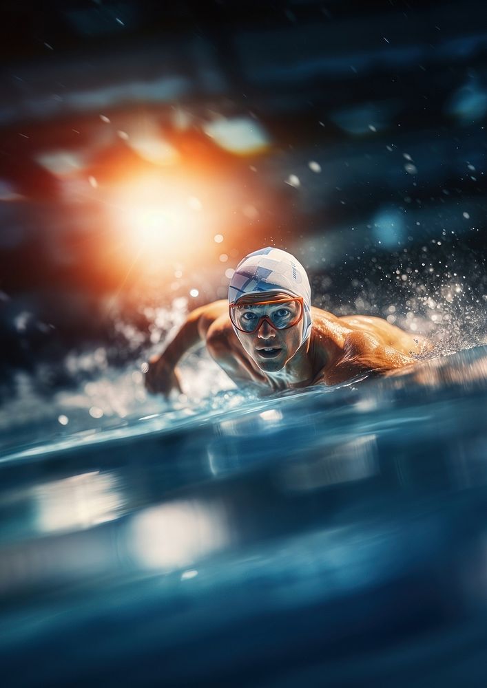 Swimming competition recreation outdoors. AI generated Image by rawpixel.