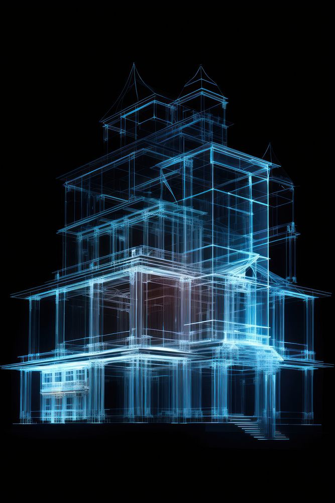 Building architecture wireframe. AI generated image by rawpixel.