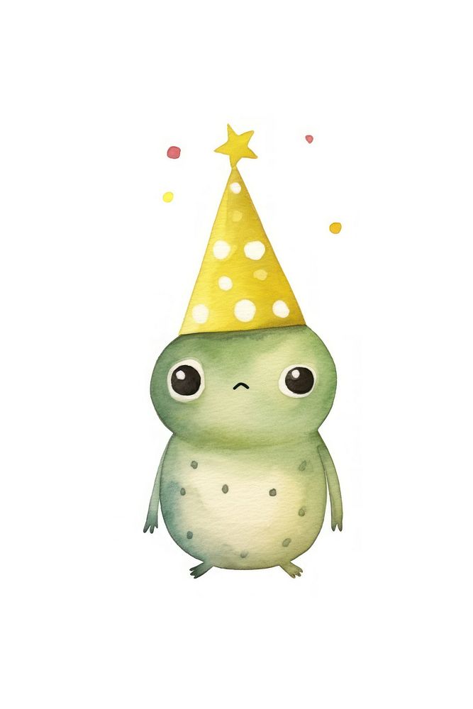 Cartoon frog party hat character. AI generated Image by rawpixel.