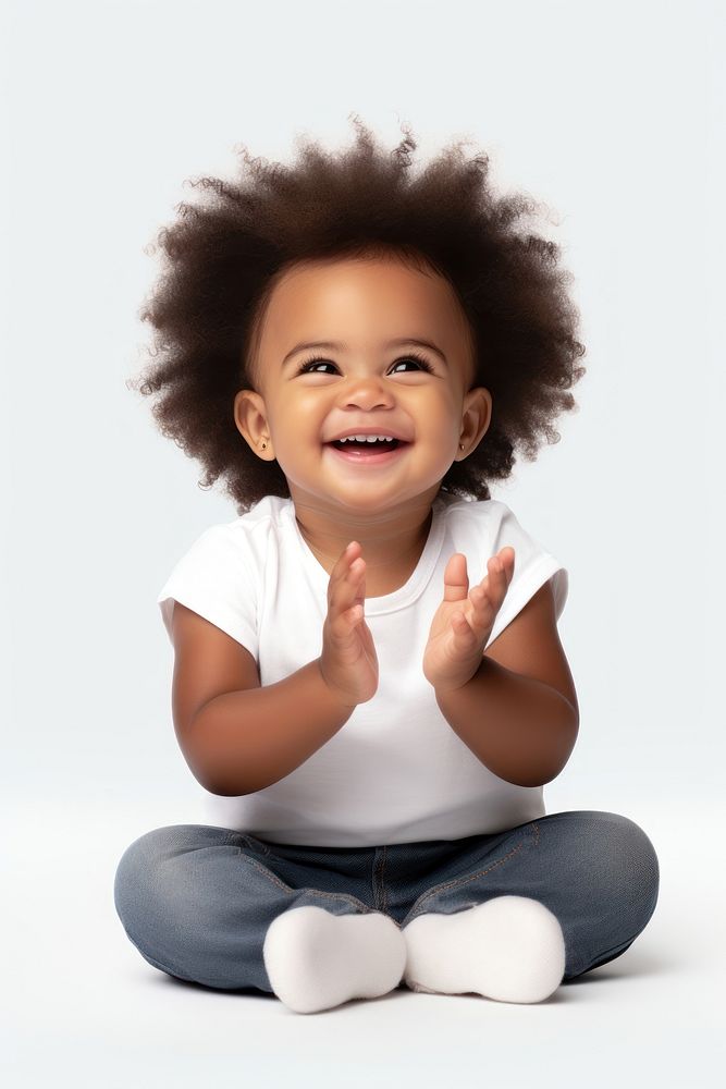 Sitting child smile baby. AI generated Image by rawpixel.