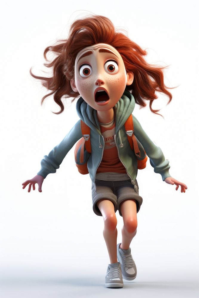 Girl scared cartoon surprise toy. AI generated Image by rawpixel.