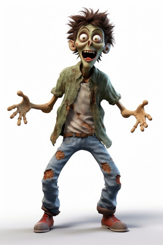 Zombie costume cartoon white background. AI generated Image by rawpixel.