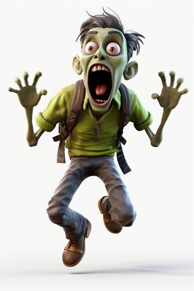 Zombie surprise cartoon white background. AI generated Image by rawpixel.