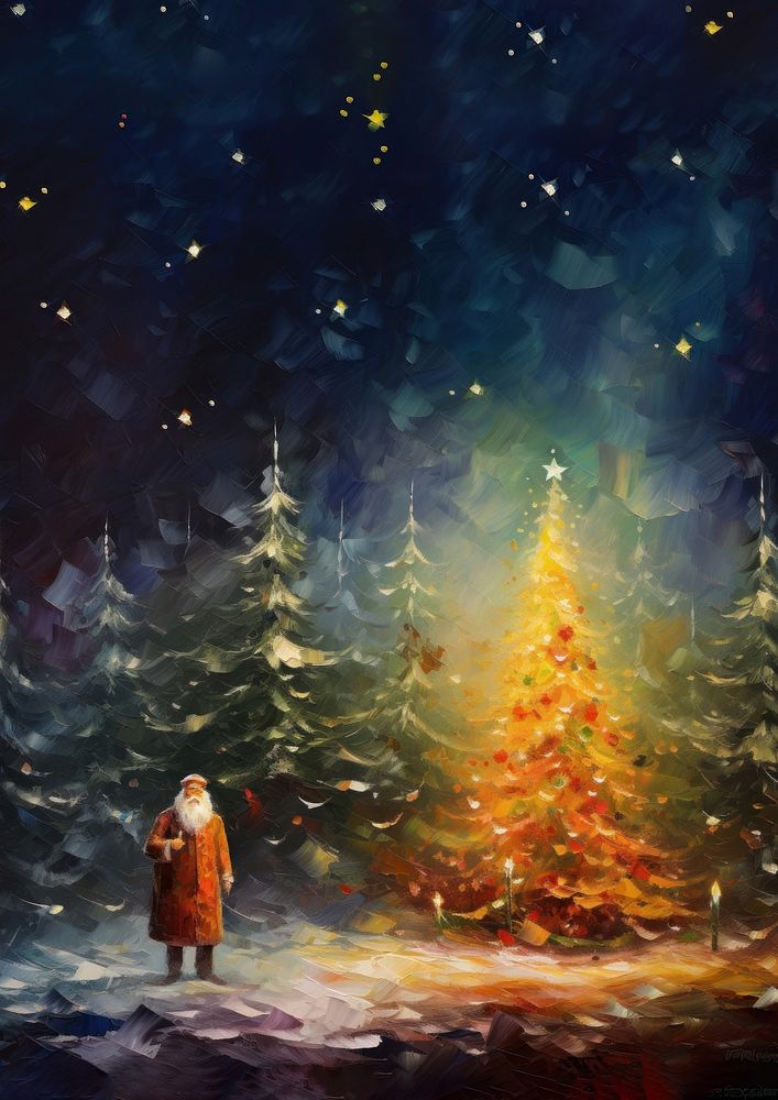 Christmas background in impressionist style. AI generated Image by rawpixel.