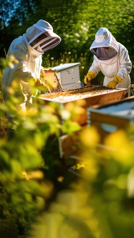 Beekeeper apiary farm. AI generated Image by rawpixel.