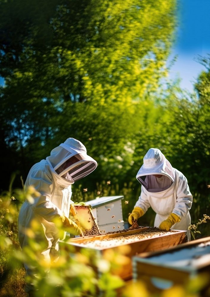 Beekeeper apiary farm. 